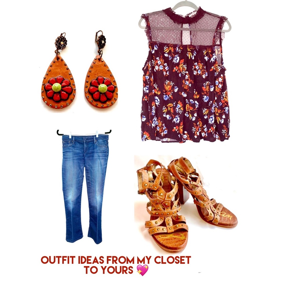 Romantic floral Arizona sleeveless blouse maroon - Picture 4 of 5